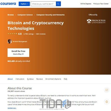 Bitcoin and Cryptocurrency Technologies Course